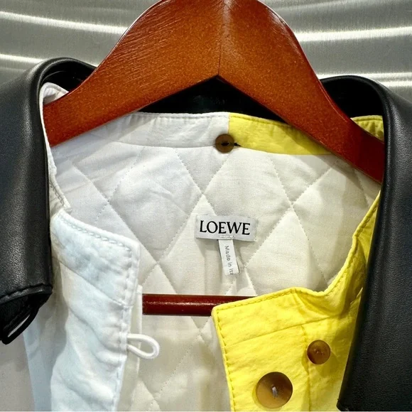 NWT Loewe Padded Overshirt Multicolored Jacket Leather Collar Over shir multi​